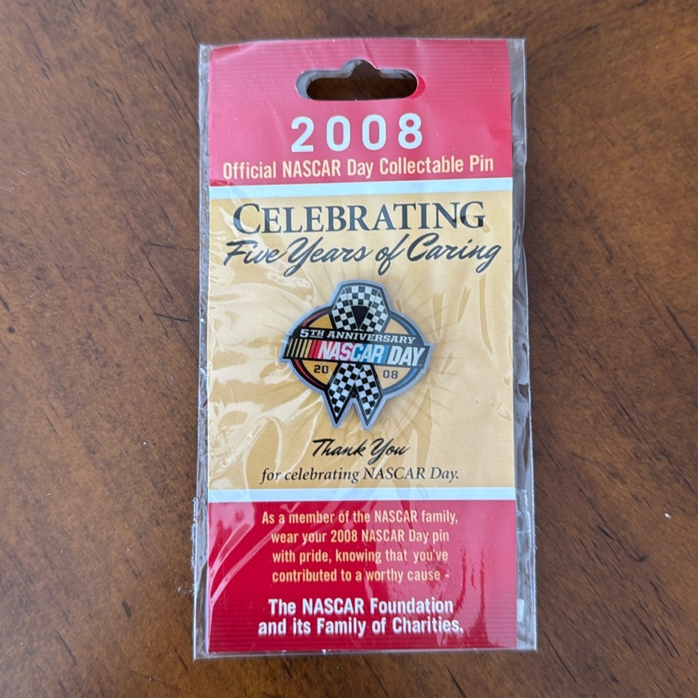 2/$5 COLLECTOR'S NASCAR DAY PIN 2008, VINTAGE